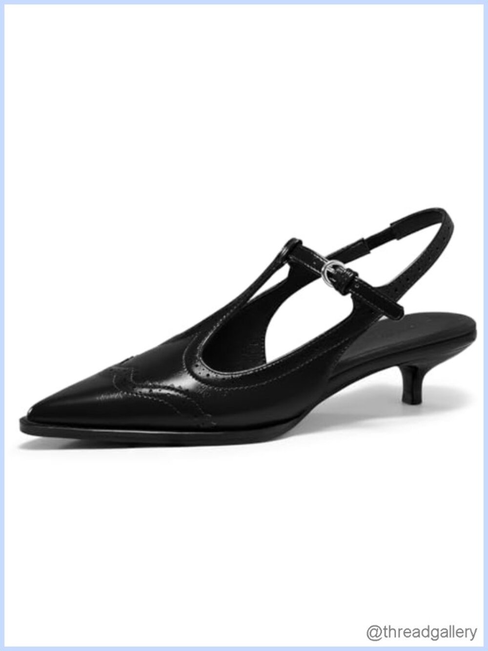 Slingback Kitten Heels Oxford T Strap Low Heel Closed Pointed Toe Dress Shoes